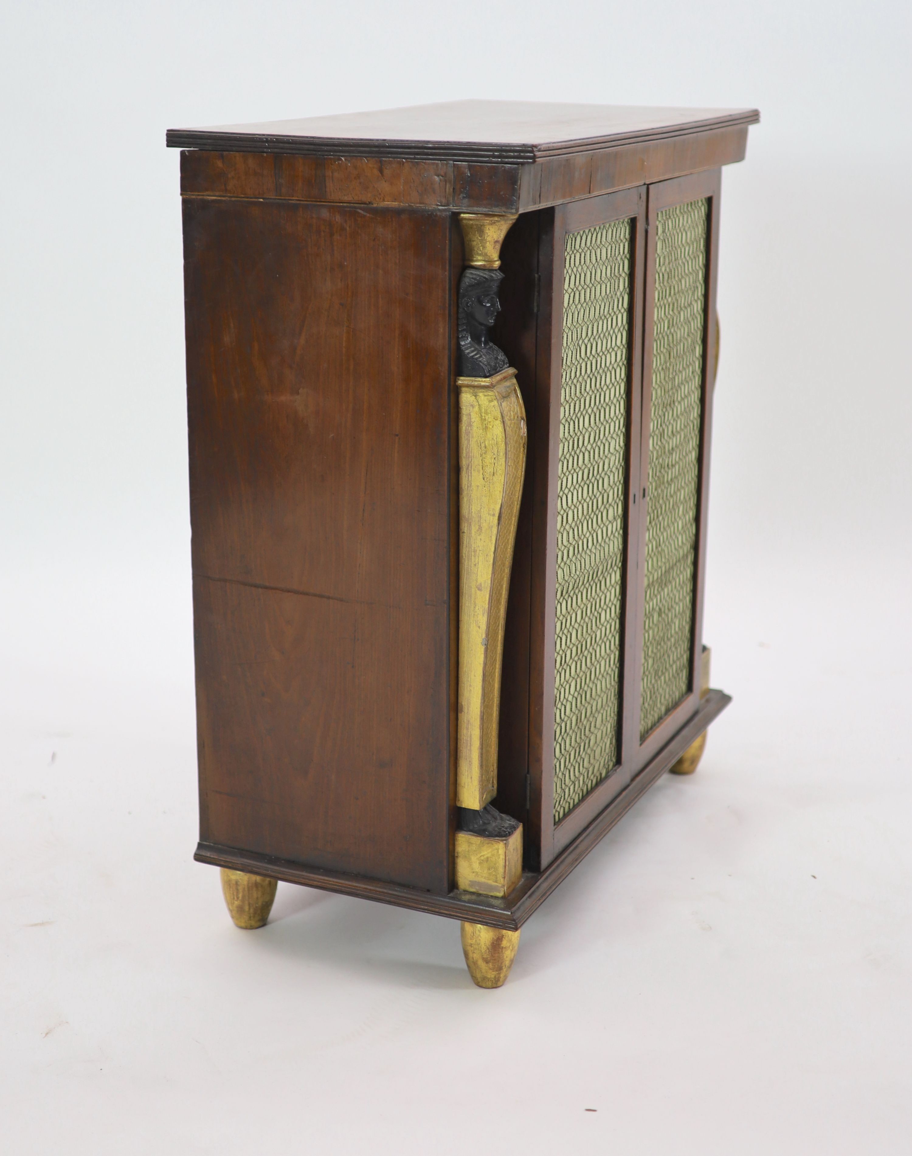 A Regency crossbanded mahogany dwarf bookcase, W.74cm D.40cm H.87cm